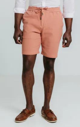 Short en sergé de lin corail