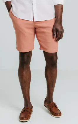 Short en sergé de lin corail