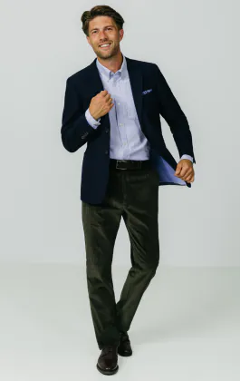 Pantalon décontracté en velours côtelé vert