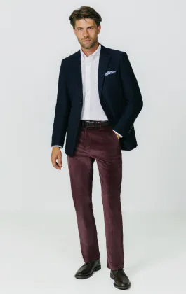 Pantalon décontracté en velours côtelé bordeaux