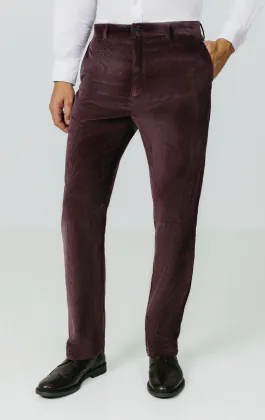 Pantalon décontracté en velours côtelé bordeaux