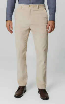 Pantalon décontracté en velours côtelé beige