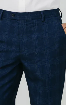 Pantalon de costume à carreaux ombragé bleu roi