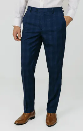 Pantalon de costume à carreaux ombragé bleu roi