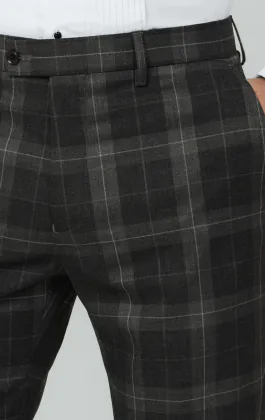 Pantalon à carreaux écossais gris