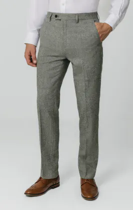 Pantalon de costume tweed Donegal gris clair