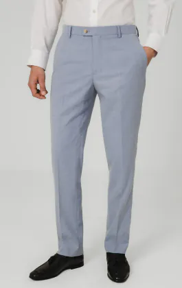 Pantalon de costume en hopsack bleu clair