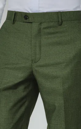 Pantalon de costume en tissu texturé vert pin