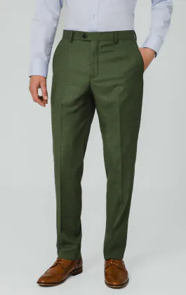 Pantalon de costume en tissu texturé vert pin