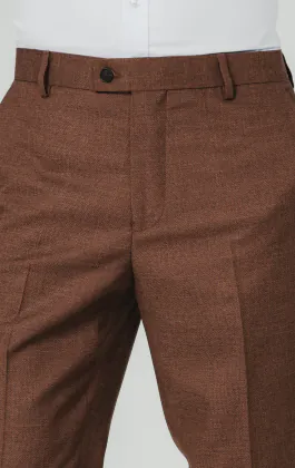 Pantalon de costume en tissu texturé brun rouille