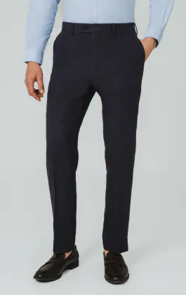 Pantalon de costume en pur lin bleu marine