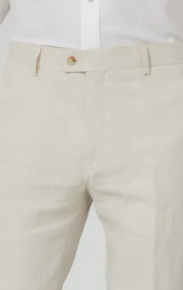Pantalon de costume en pur lin couleur crème