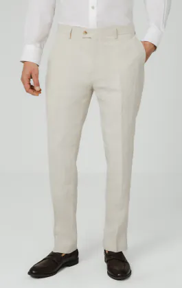 Pantalon de costume en pur lin couleur crème