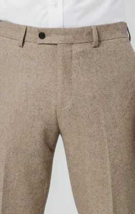 Pantalon de costume sergé tweed marron chameau