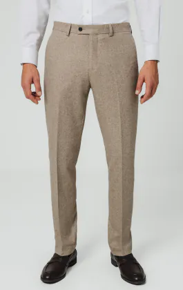 Pantalon de costume sergé tweed marron chameau