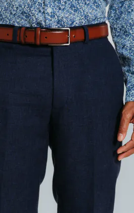 Pantalon en Lin Bleu Marine