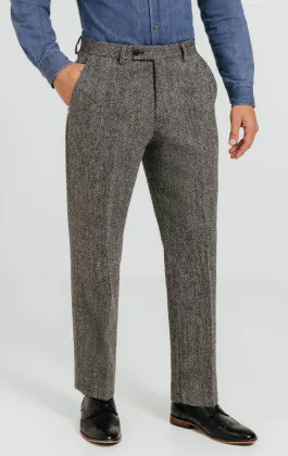 Harris Tweed Pantalon de costume gris à chevrons