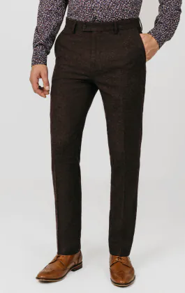 Pantalon tweed Donegal bordeaux