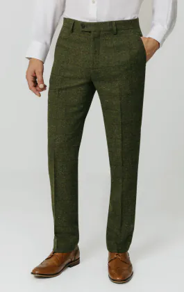 Pantalon tweed vert à gros carreaux