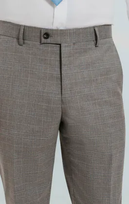 Pantalon de costume à carreaux gris clair