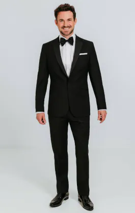 Smoking noir, 100% laine 2 pièces, chemise de smoking, chaussures de smoking, ceinture de smoking, nœud papillon