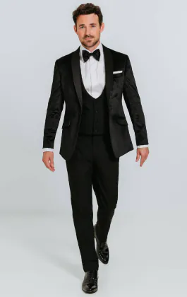 Smoking velours noir coupe slim