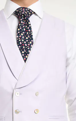 Gilet de jaquette sergé lilas croisé à col châle
