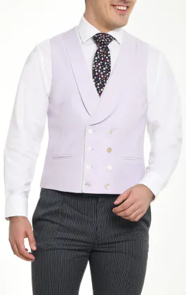 Gilet de jaquette sergé lilas croisé à col châle