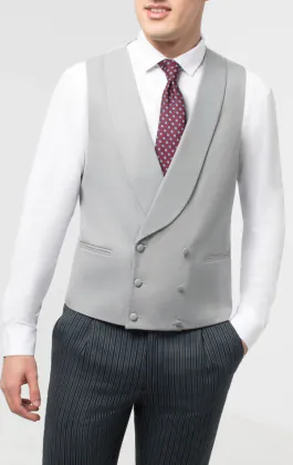Gilet de jaquette croisé à col châle gris colombe
