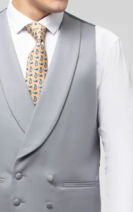 Gilet de jaquette de luxe 100% laine gris colombe croisé