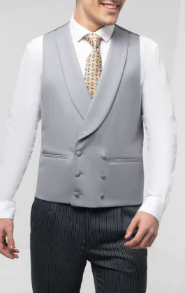 Gilet de jaquette de luxe 100% laine gris colombe croisé