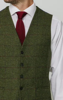 Gilet en tweed vert à gros carreaux