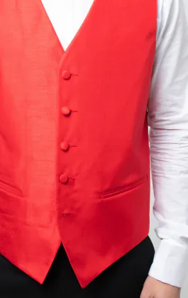 Gilet doupion rouge cramoisi