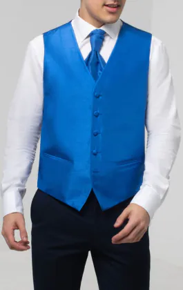 Gilet doupion de soie bleu roi