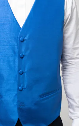 Gilet doupion de soie bleu roi