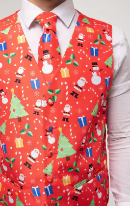 Gilet de Noël rouge festif