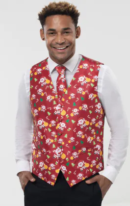 Gilet de Noël rouge festif