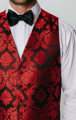 Gilet jacquard Victorien rouge