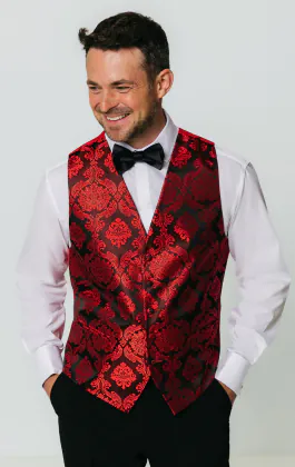 Gilet jacquard Victorien rouge