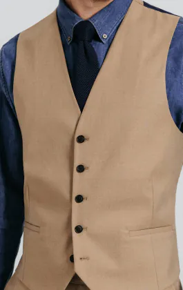 Gilet sergé marron chameau