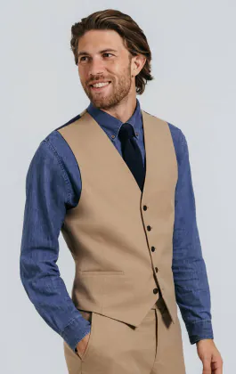 Gilet sergé marron chameau