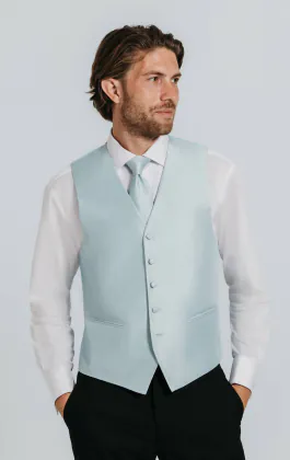Gilet doupion bleu poudré