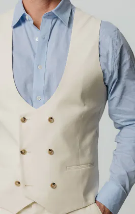 Gilet slim en lin ivoire