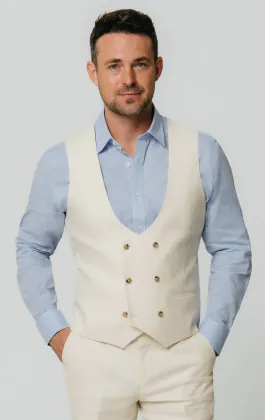 Gilet slim en lin ivoire