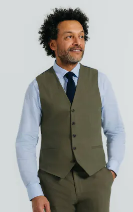 Gilet en sergé de lin vert