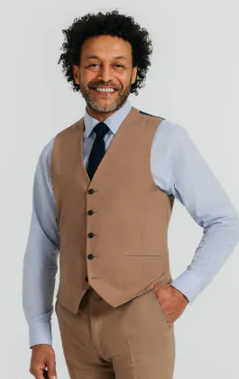Gilet en sergé de lin marron