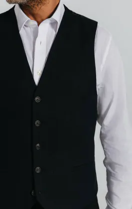 Gilet en sergé de lin noir