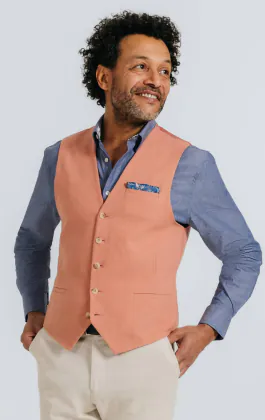 Gilet en sergé de lin corail