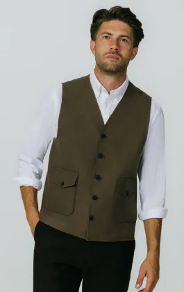 Gilet en moleskine olive