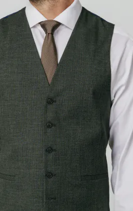 Dobell Mens Green Tartan Waistcoat Medium (38-40